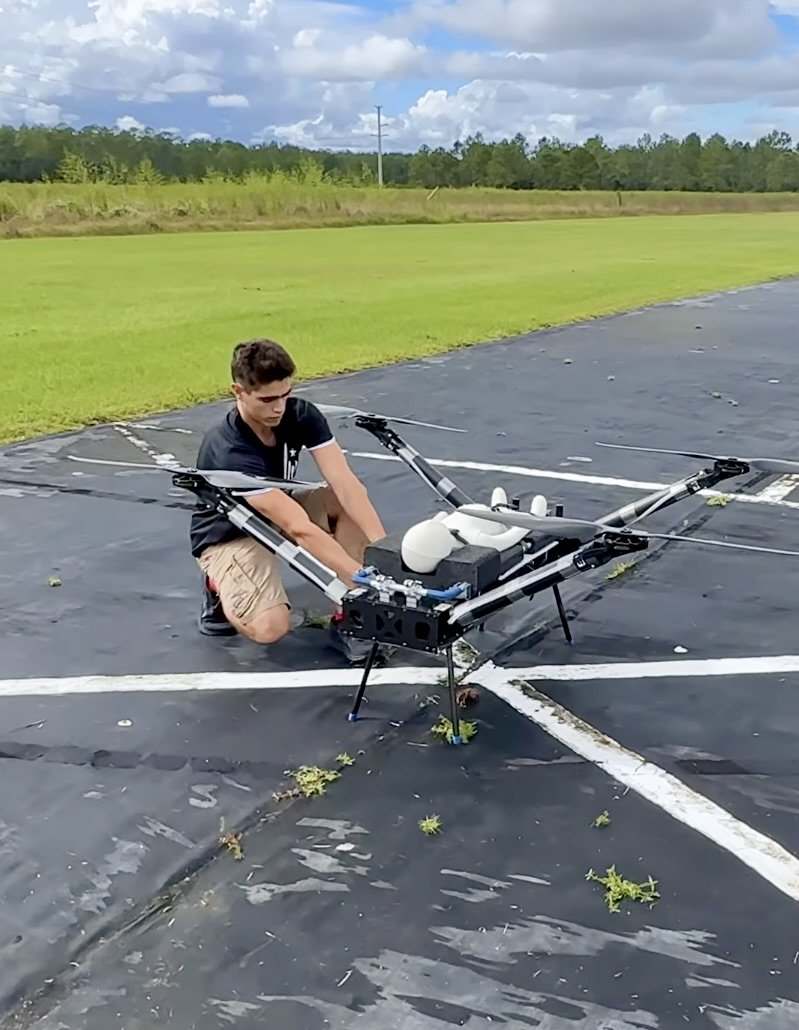 Giol preparing the GoAero prototype on the flight test field
